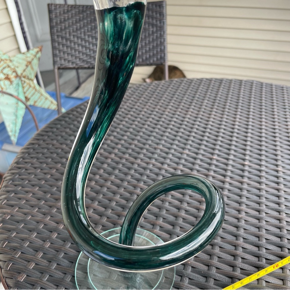 Handblown Glass Spiral Curved Candle Holder - Picture 12 of 16